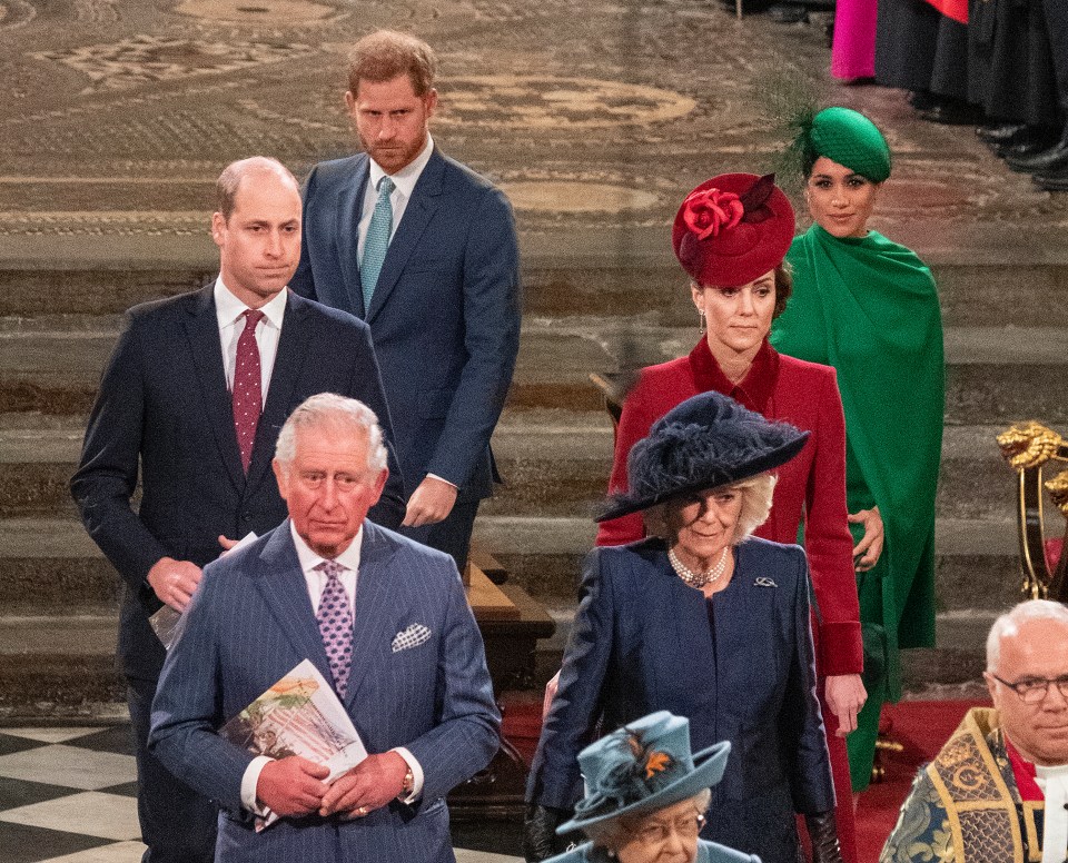 Harry and Meghan way behind Charles and Camilla, with William and Kate between them