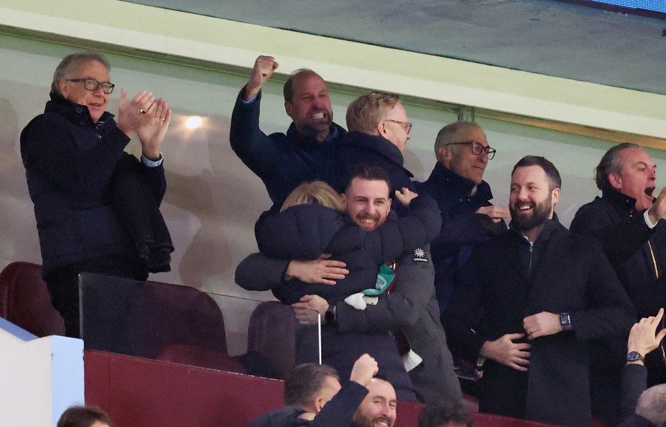 Prince William celebrating at a soccer game.