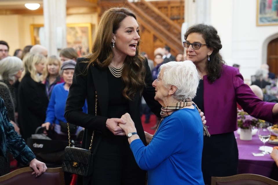 The Princess of Wales speaks with a Holocaust survivor at a Holocaust Memorial Day ceremony.