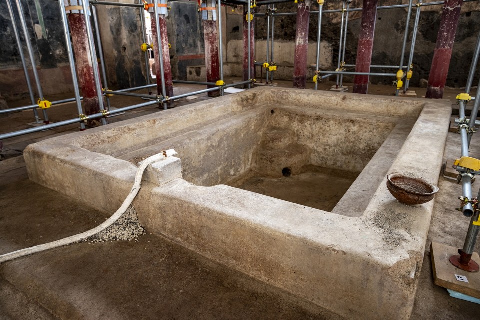 Excavated private thermal baths in Pompeii.