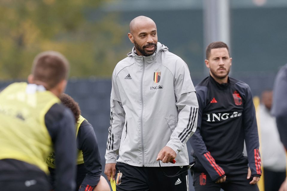 Thierry Henry, Belgium's assistant coach, at a training session.