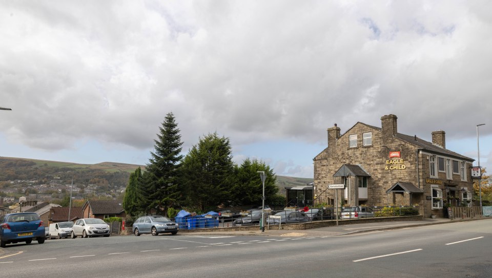 The Eagle & Child pub and surrounding area.