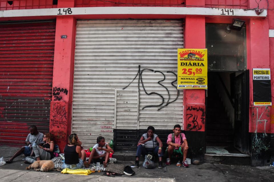 Drug addicts in Cracolandia, Sao Paulo.