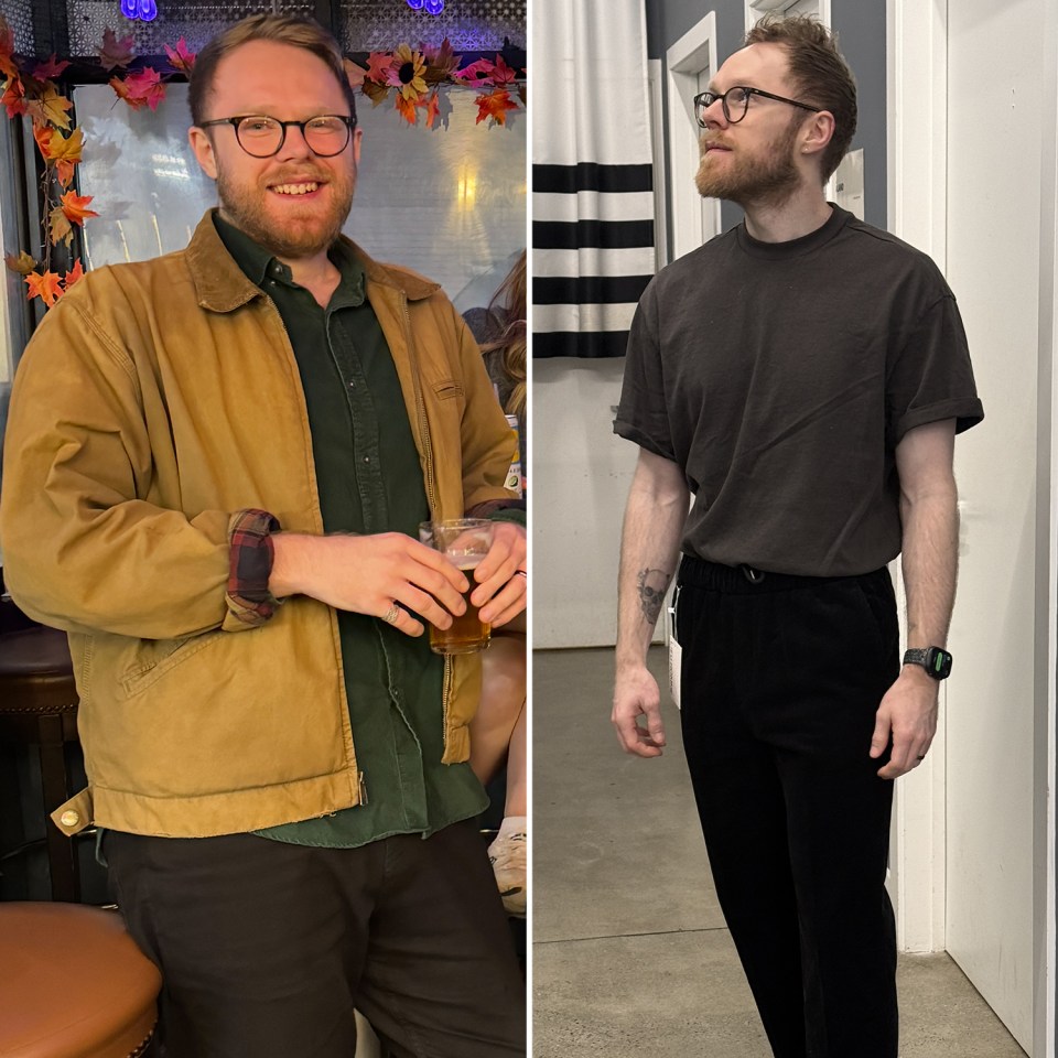 Before and after photos of a man's weight loss.