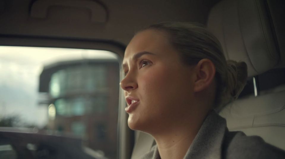 Molly Mae in a car, speaking.