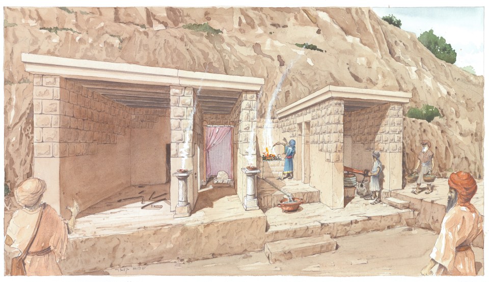 Illustration of a 3,000-year-old shrine unearthed in Jerusalem.