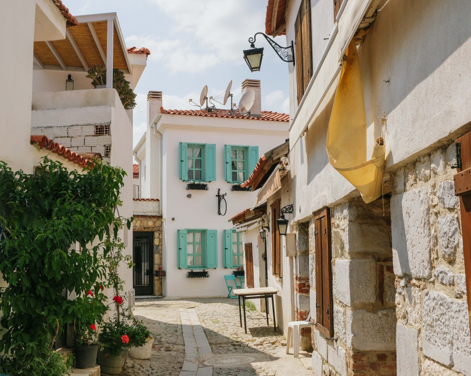 Quiet street scene in Sigacik, Turkey.