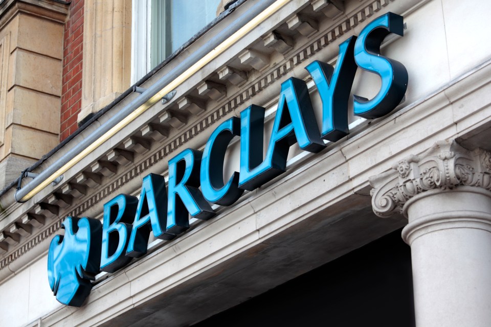 Barclays Bank entrance sign.