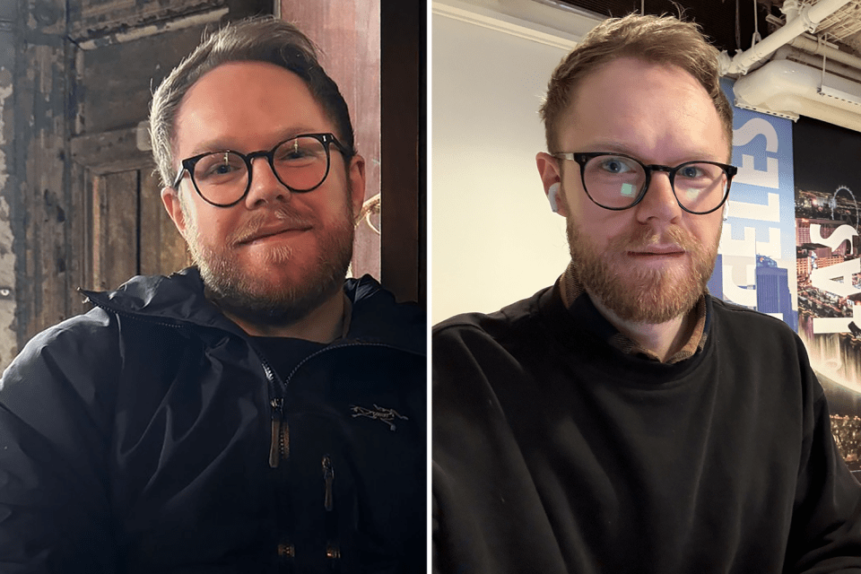 Headshots of two men wearing glasses.