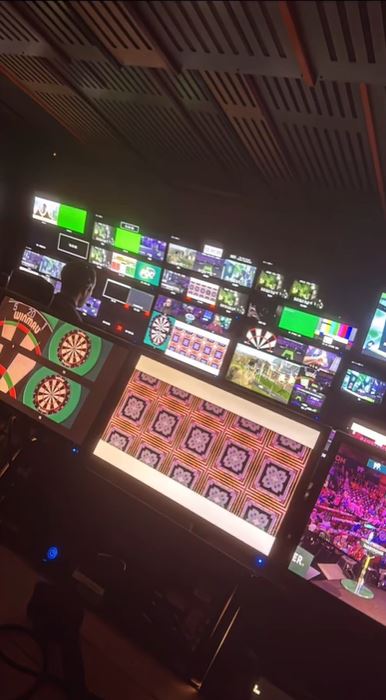 Sky Sports World Darts Championship broadcast control room.