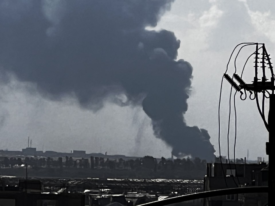 Smoke rises over Rafah after an Israeli attack.