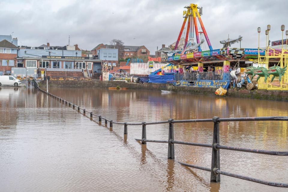 Floodwater hits the fairground town of Stourport-on-Severn