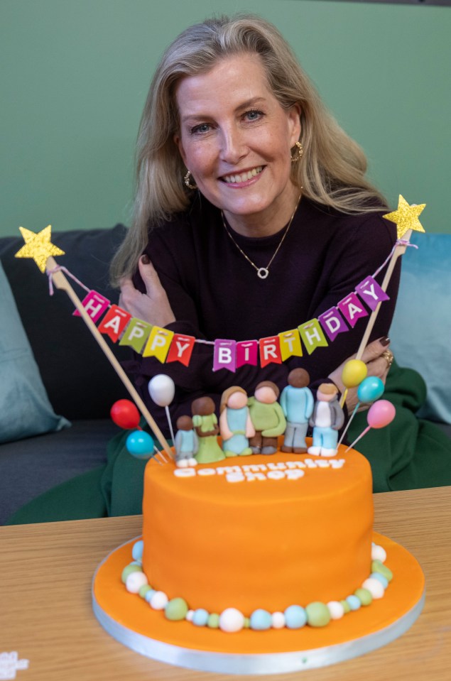 Sophie, Duchess of Edinburgh, with a birthday cake.