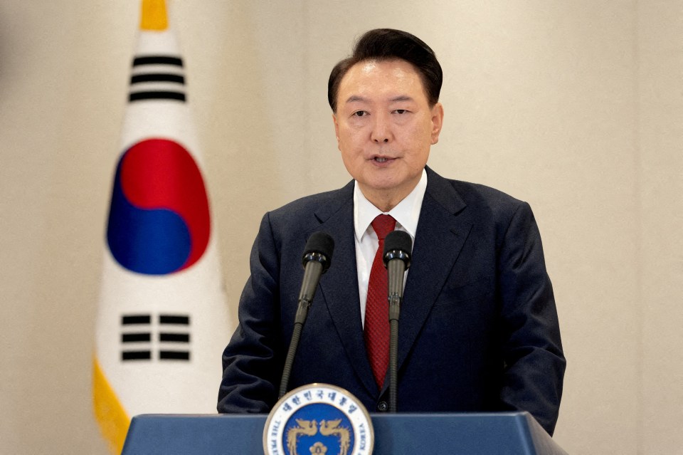 South Korean President Yoon Suk Yeol giving an address.