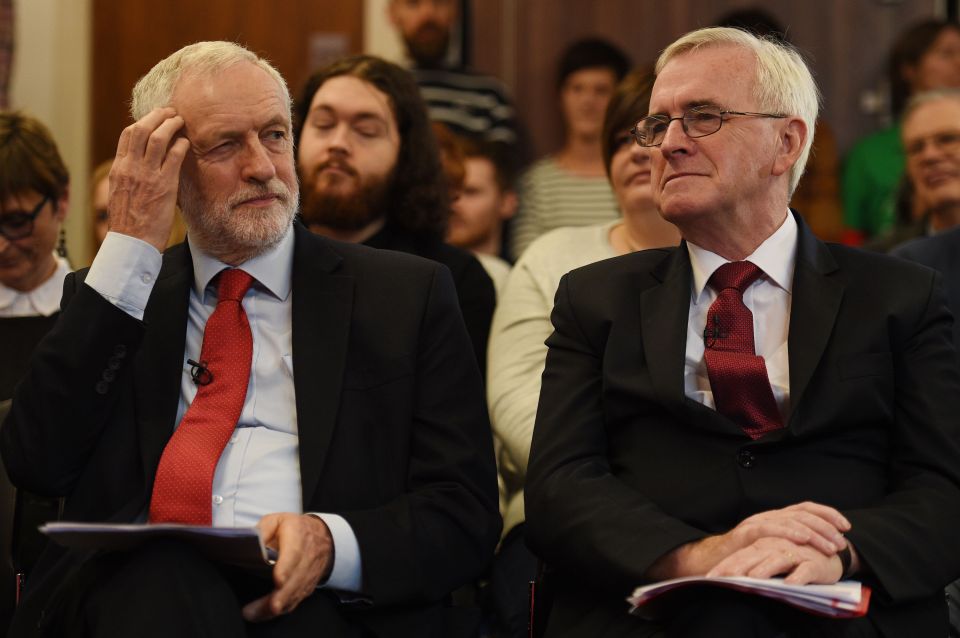 Jeremy Corbyn and John McDonnell at a Labour party campaign event.