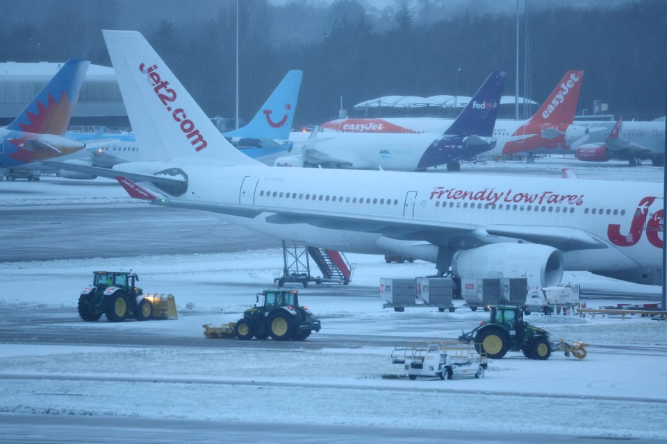 Airport runways were forced to close over the weekend after parts of the UK were hit by heavy snowfall