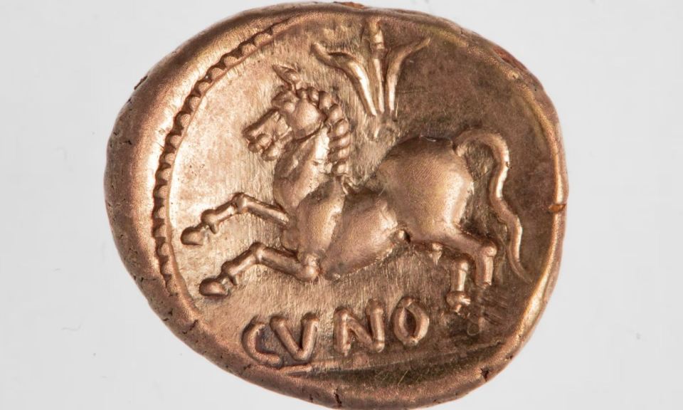 Coin depicting a horse and the name Cunobelinus.