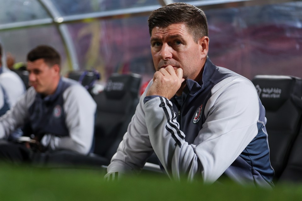 Steven Gerrard, Al Ettifaq coach, looks pensive.