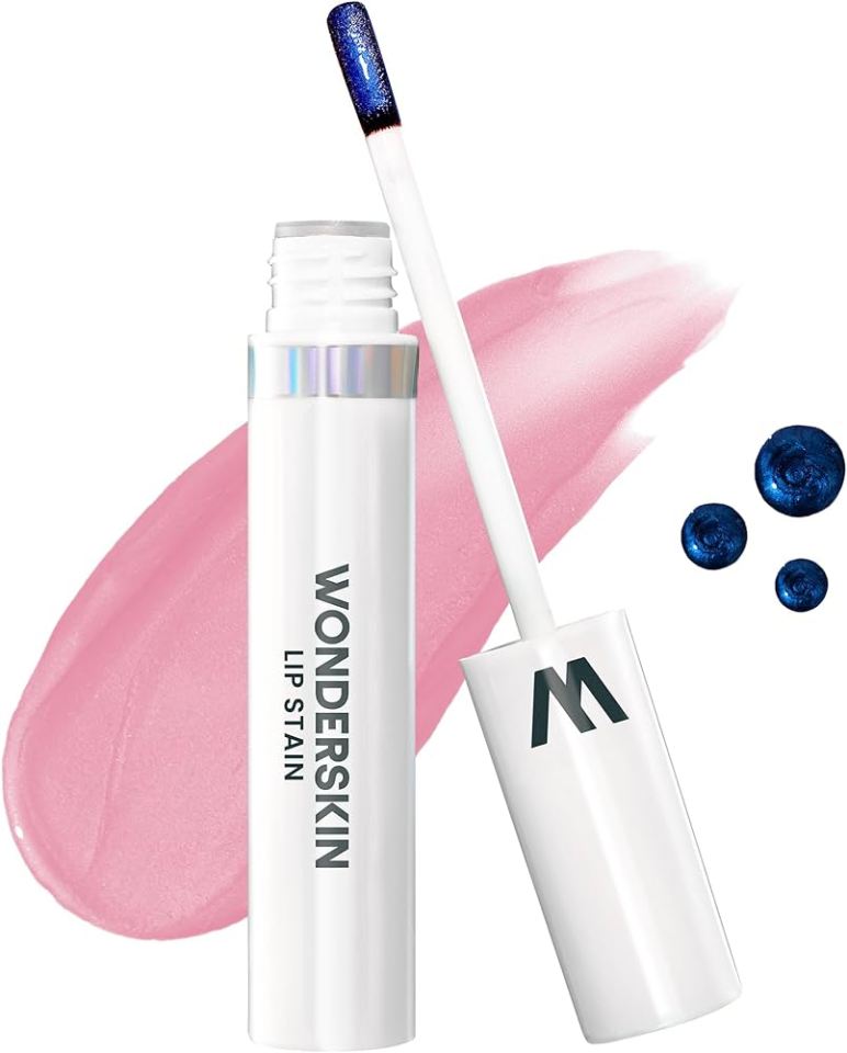 Wonderskin Lip Stain with applicator and lip stain swatch.