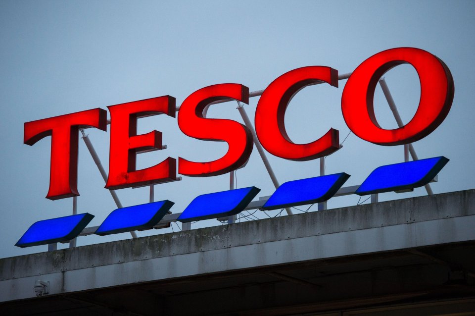 Tesco sign on a building.