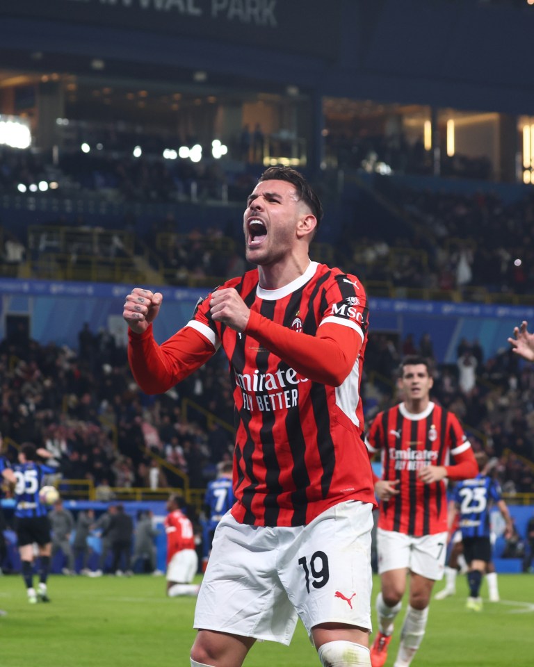 Theo Hernandez of AC Milan celebrates a goal.