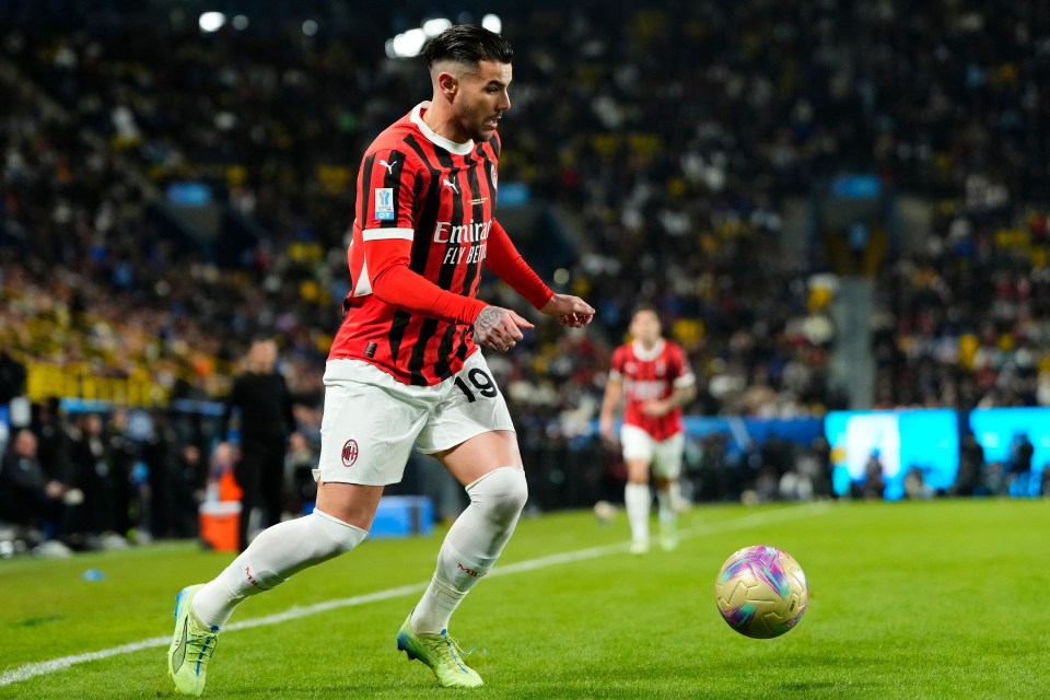 Theo Hernandez, AC Milan and France left-back, playing soccer.