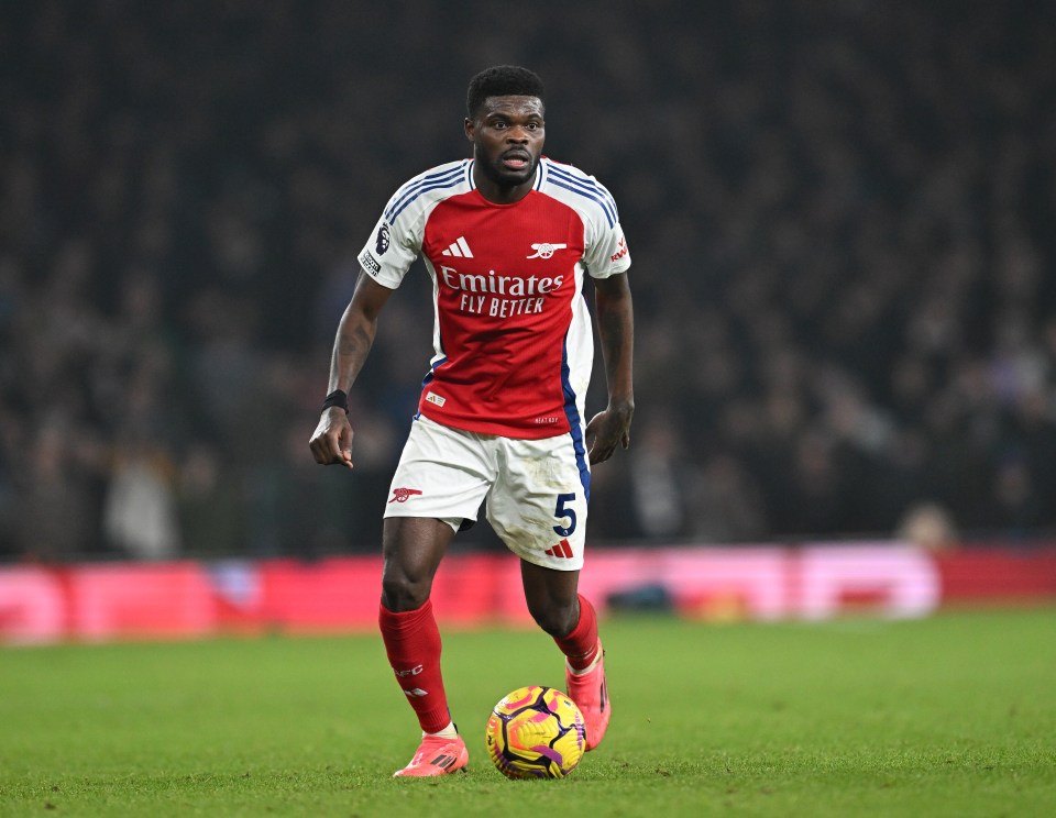 Thomas Partey of Arsenal playing soccer.