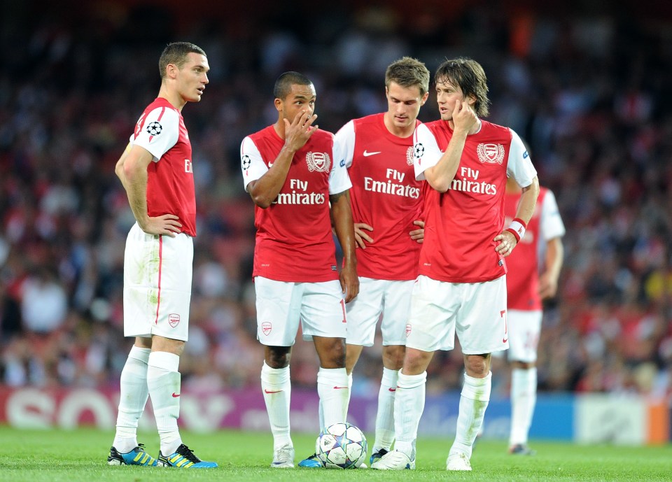 Rosicky, right, played for the Gunners for a decade