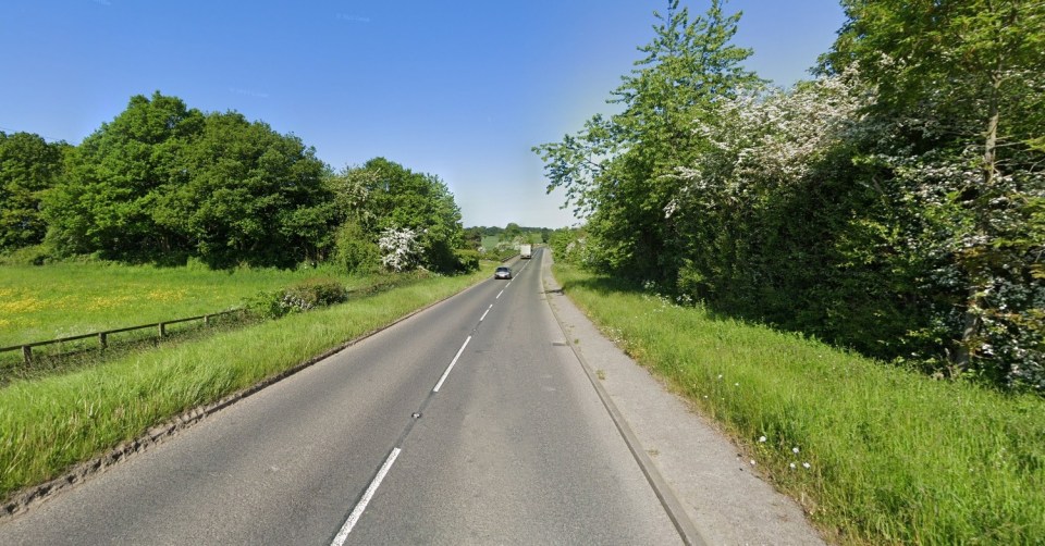 Road where three teenagers died in a traffic collision.