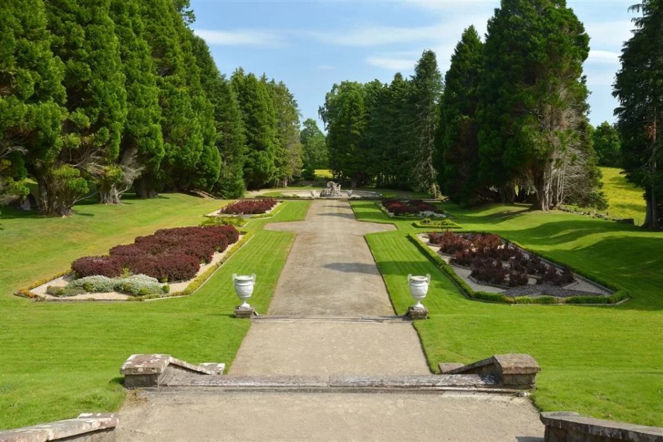 Ardross Castle gardens in the Scottish Highlands, filming location for the BBC show *Traitors*.