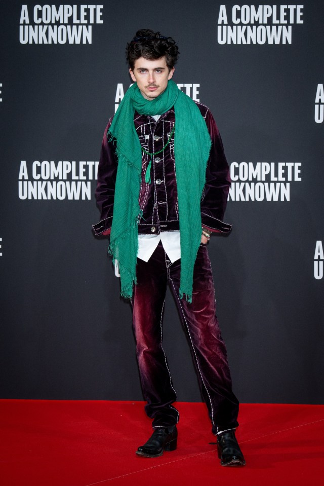 Timothee Chalamet at the premiere of A Complete Unknown.