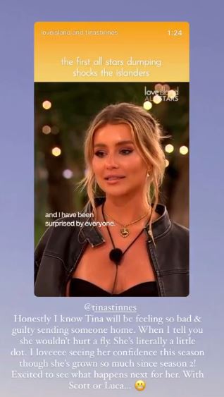 Screenshot of a Love Island All Stars episode featuring Tina Stinnes.