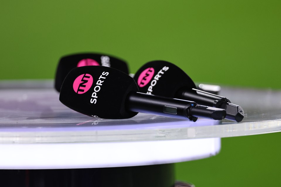 TNT Sports branded microphones.