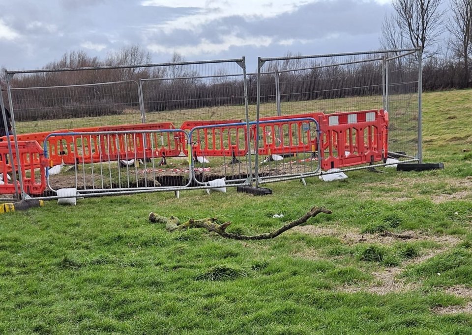 The 'sinkhole' has been fenced off