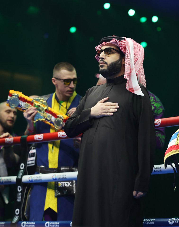 Turki Alalshikh, Chairman of the General Entertainment Authority, at a boxing match.