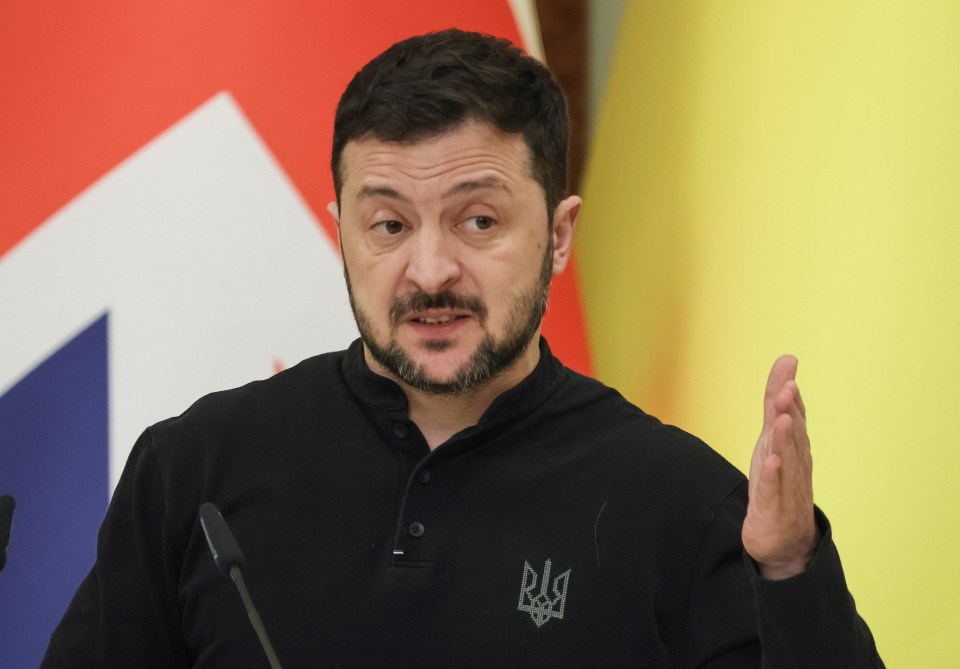 Volodymyr Zelenskyy speaking at a press conference.