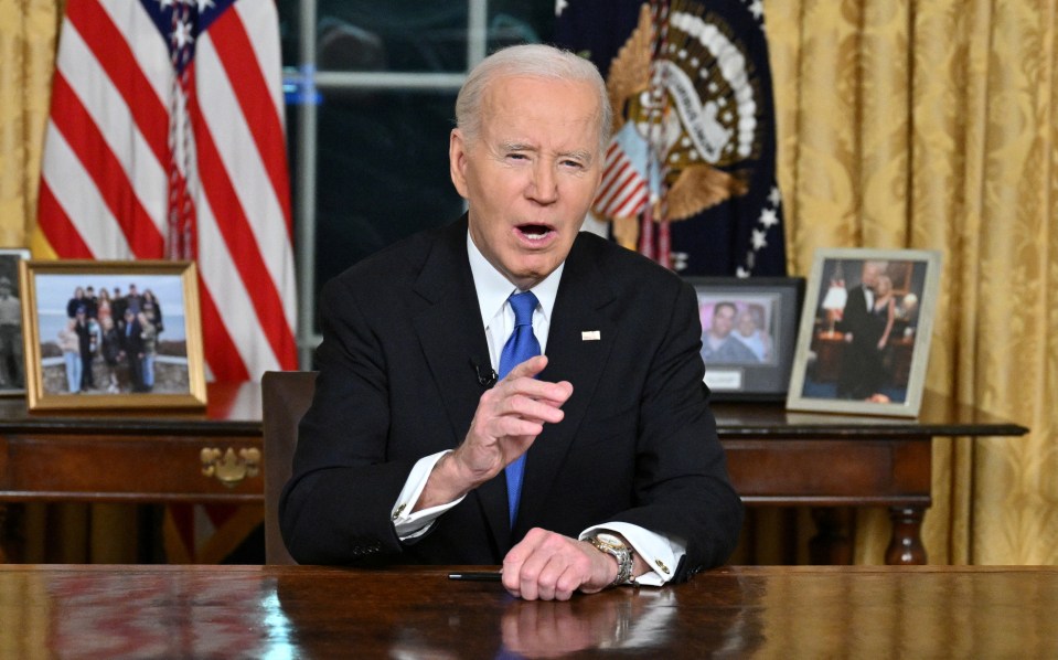 President Biden delivering a speech from the Oval Office.