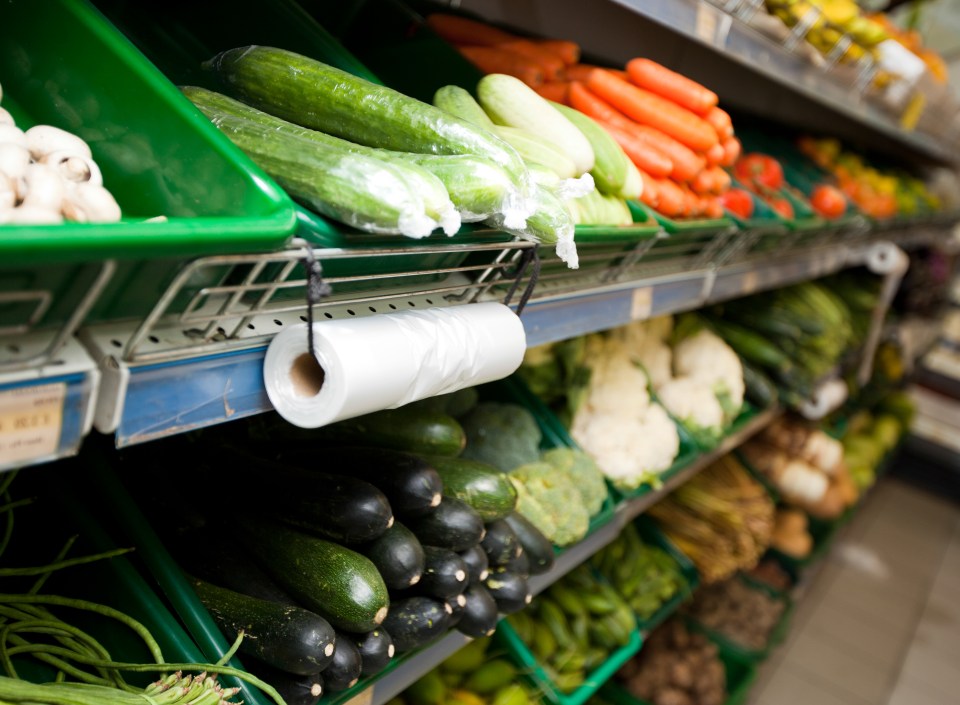 Produce section in a grocery store.