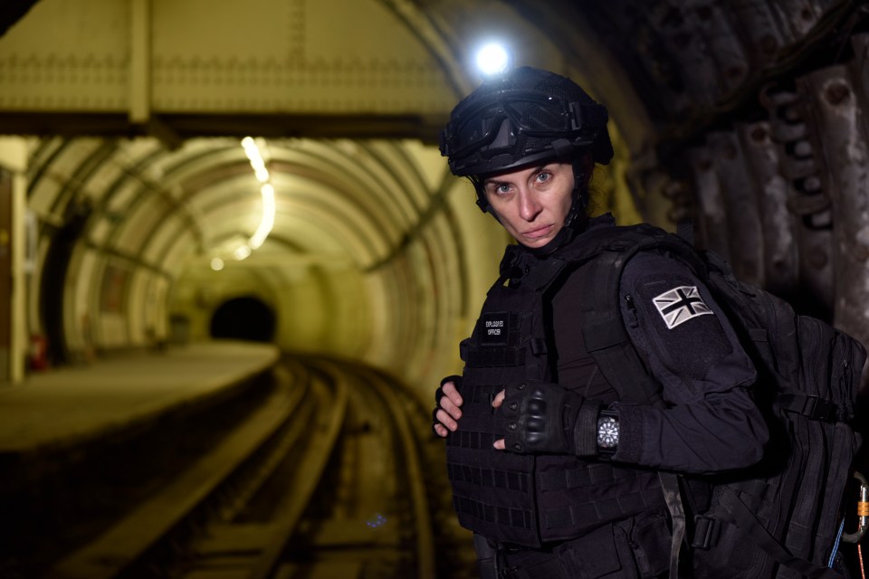 Vicky McClure as Lana Washington, an explosives officer, in a dark tunnel.