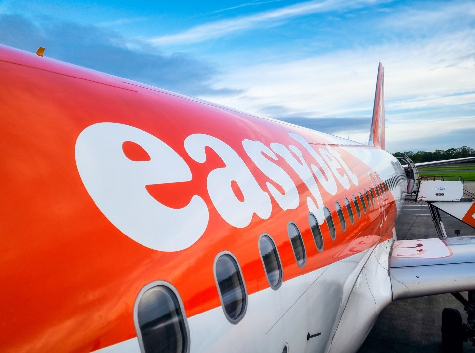 EasyJet plane fuselage.