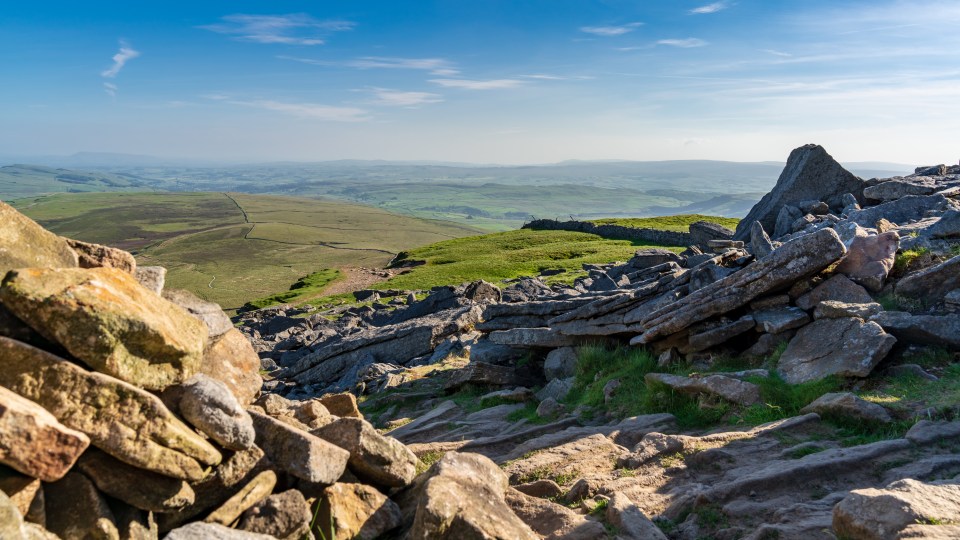 View of the Yorkshire Dales landscape from Pen-Y-Ghent.