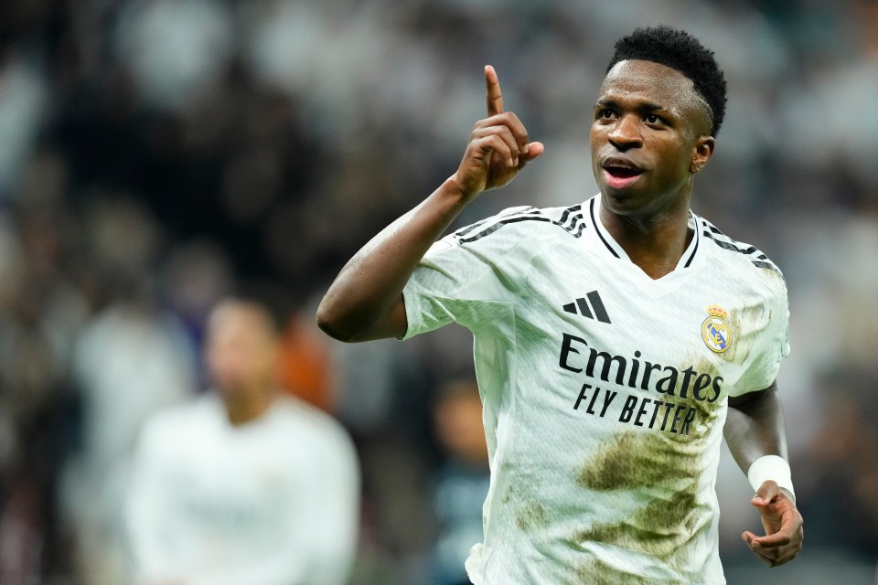 Vinicius Junior of Real Madrid celebrating a goal.