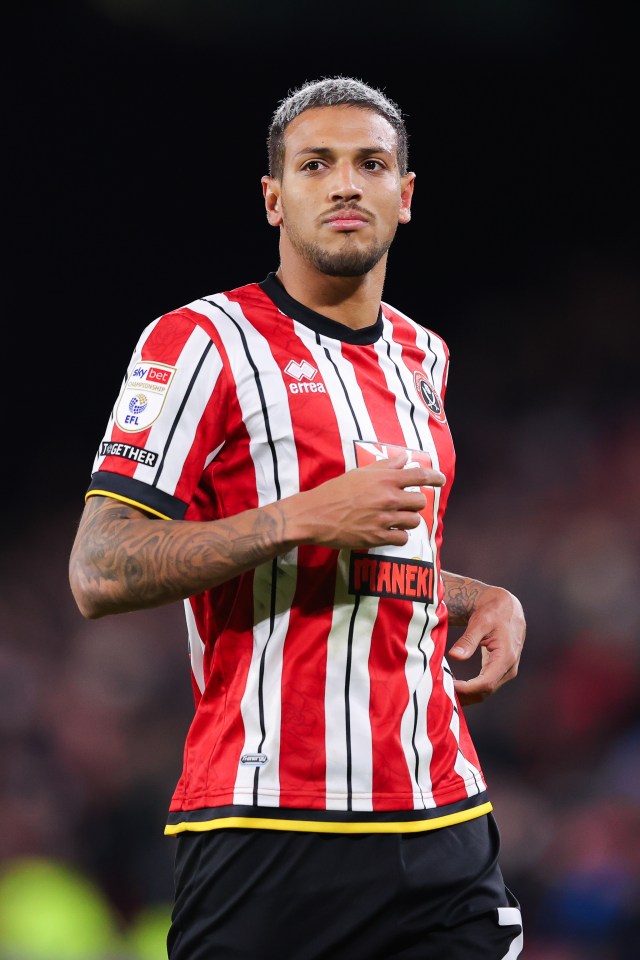 Vinicius Souza of Sheffield United in his team uniform.