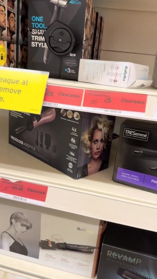 Sainsbury's clearance sale with reduced price hair styling products.