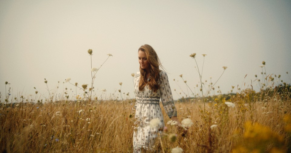 The Princess of Wales in a field.