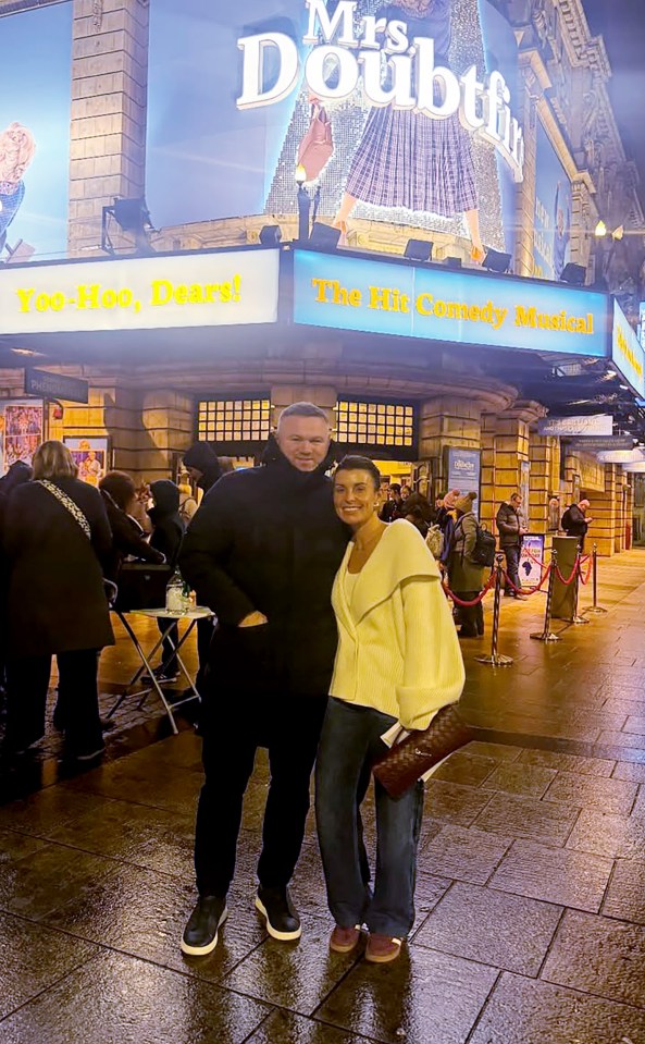 Wayne Rooney and Coleen Rooney outside the Mrs. Doubtfire musical.