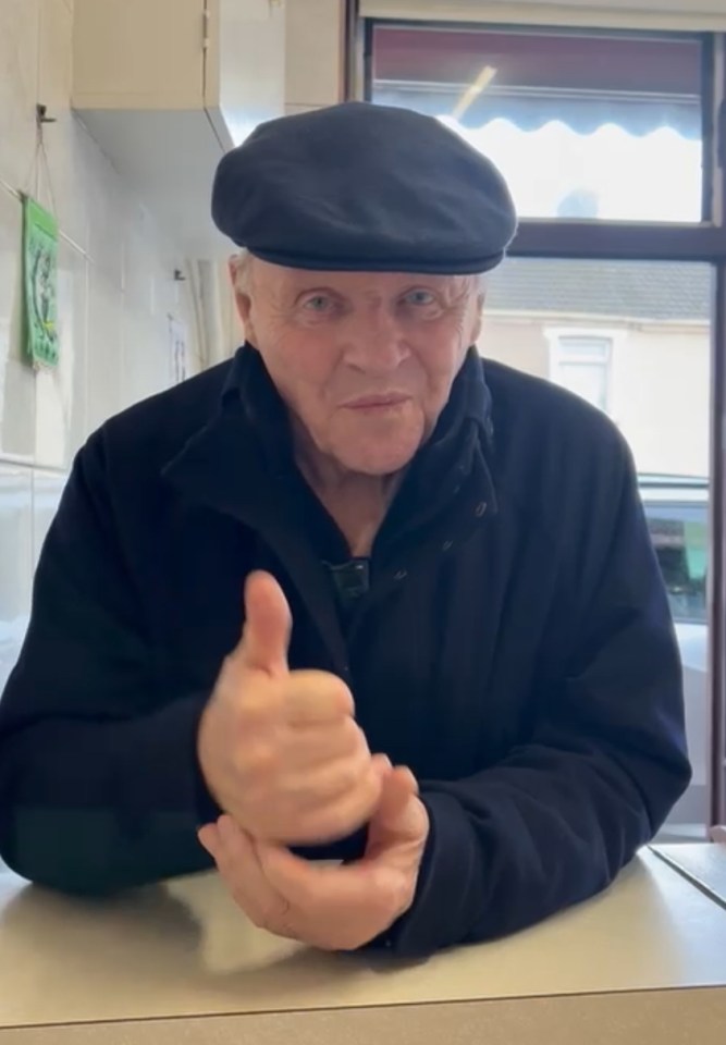 Anthony Hopkins giving a thumbs up.