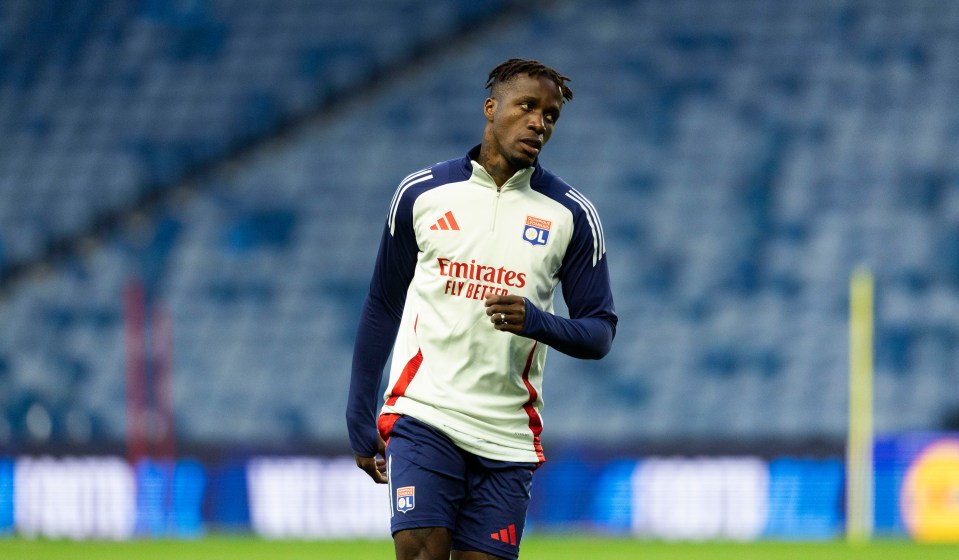 Wilfried Zaha in Olympique Lyonnais training gear.