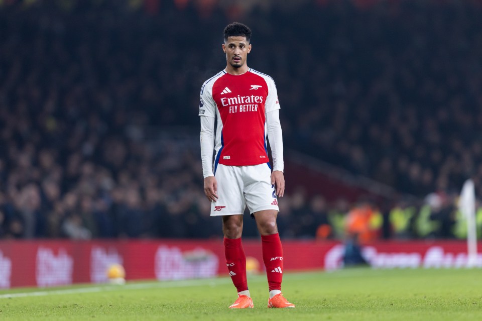 William Saliba of Arsenal during a Premier League match.