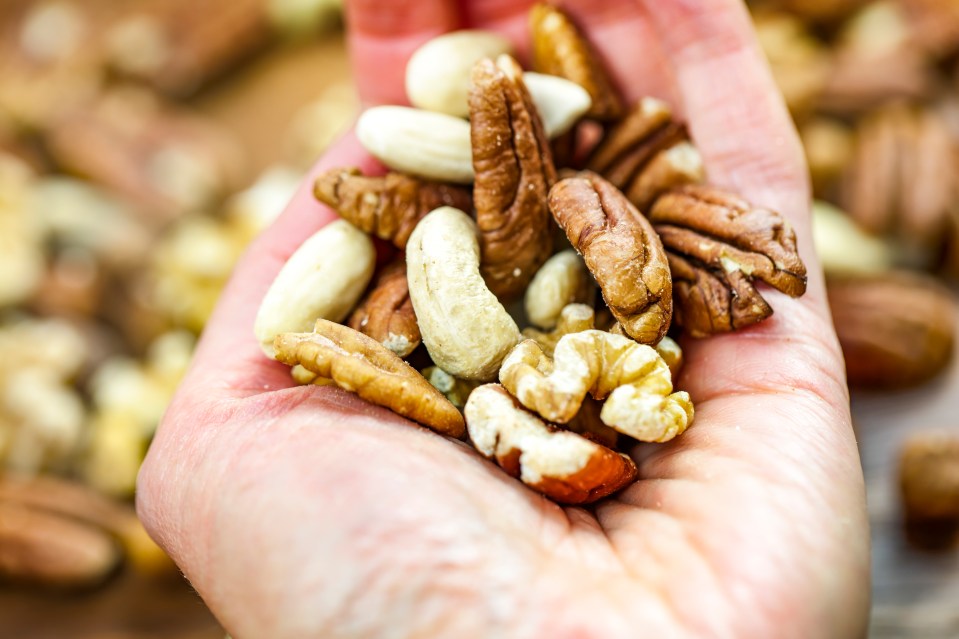 Handful of mixed nuts.